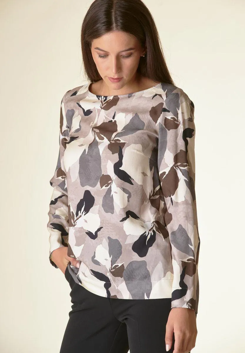 Blusa camouflage tortora-panna