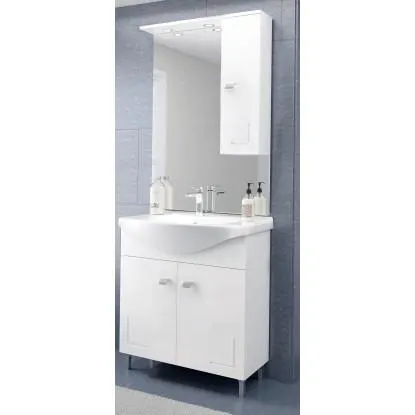 Mobile bagno base lavabo a terra 75 cm bianco con pensile