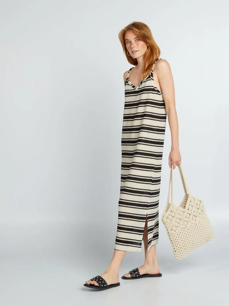 Vestito lungo all'uncinetto - BEIGE