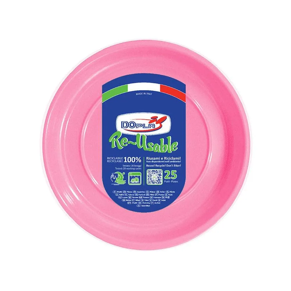 Dopla - Reusable flat plate 25 pcs pink
