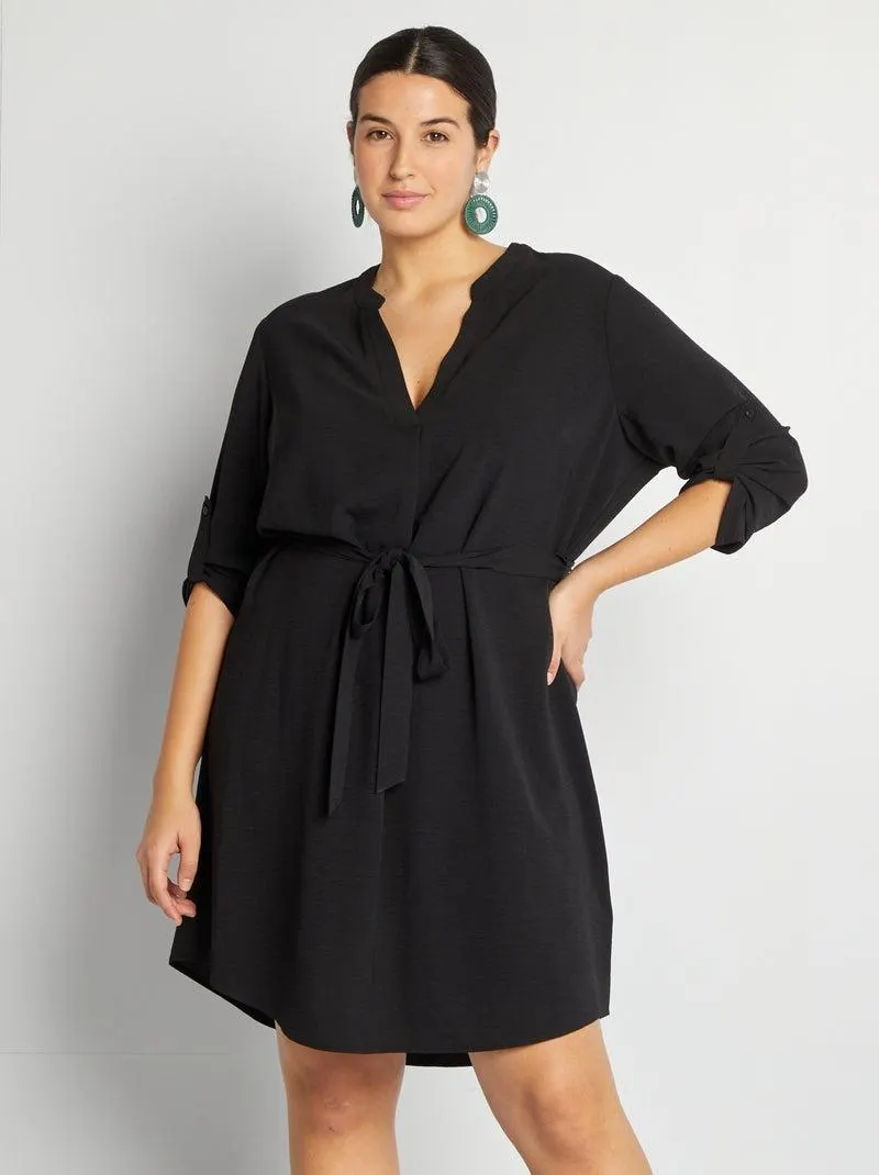 Abito morbido in tessuto crêpe - nero