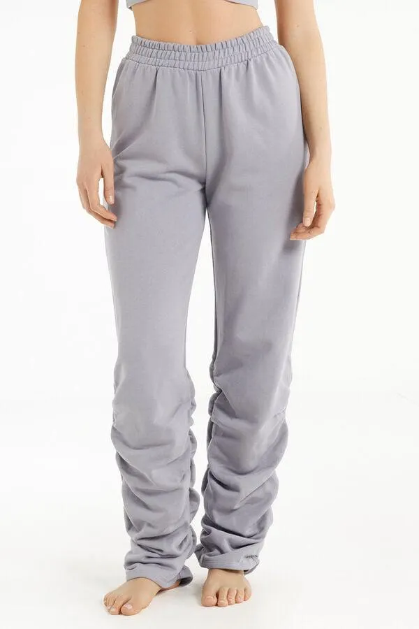 Pantalone Felpa Extra Lungo con Arricci