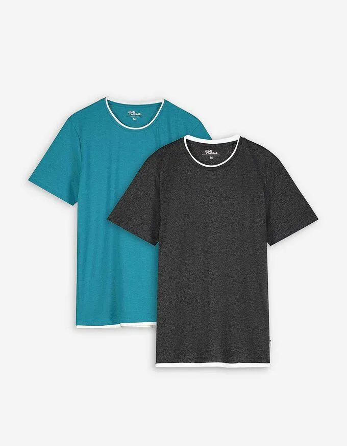 T-Shirt - Double-Layer-Look - 2er Pack