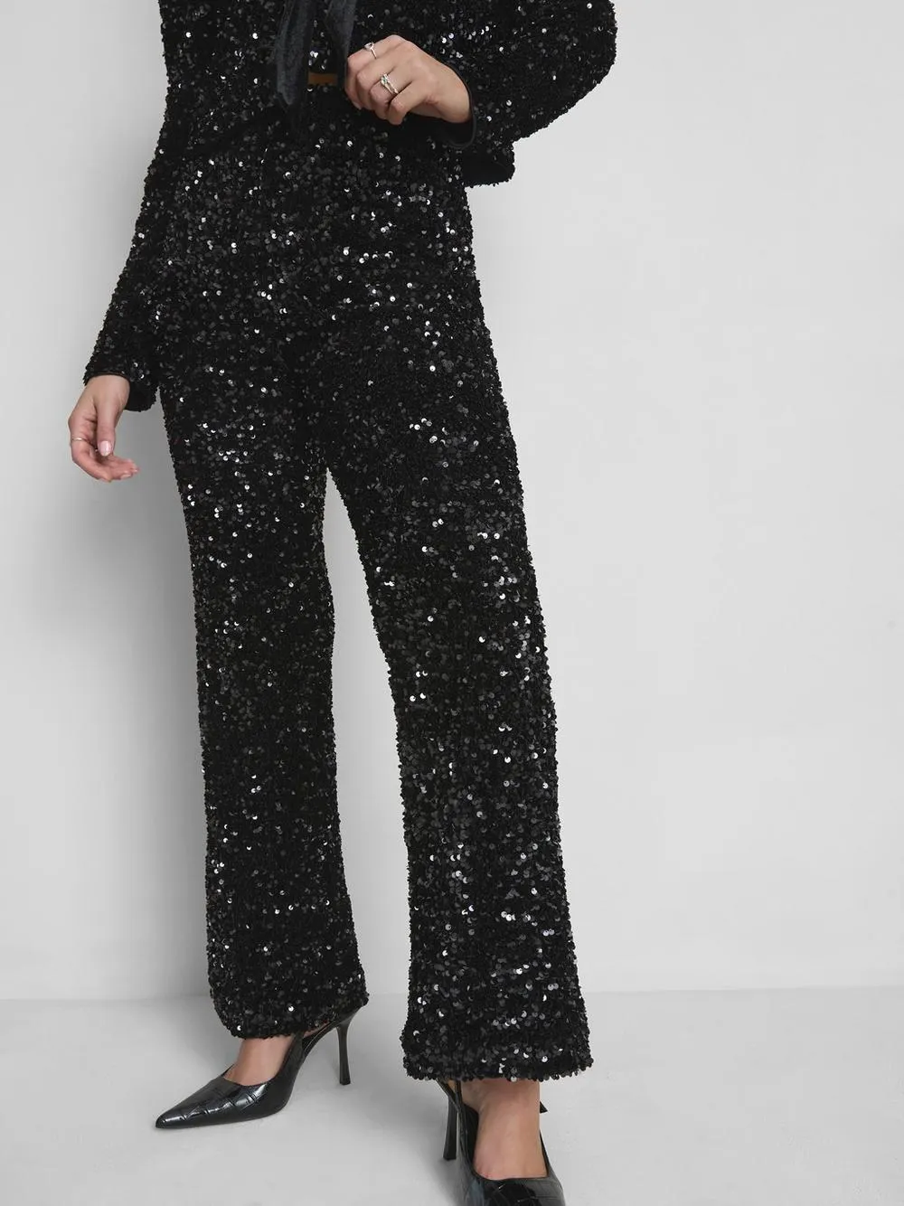 Pantaloni a gamba dritta con paillettes