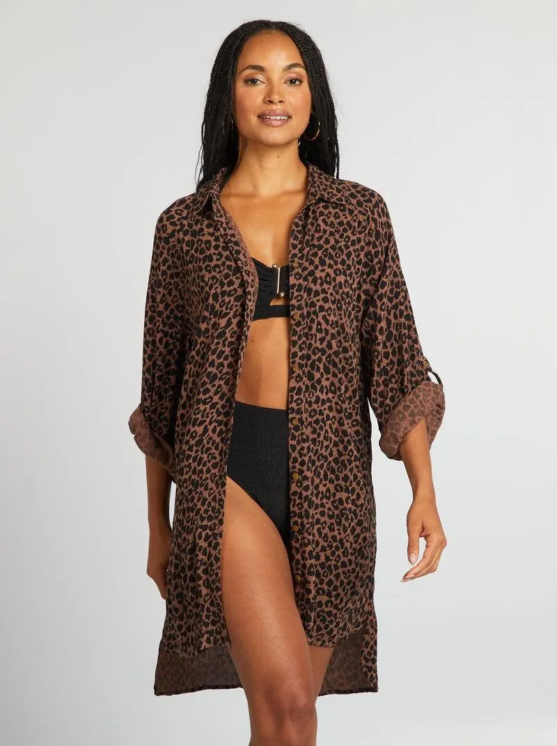 Camicia midi da mare - MARRONE