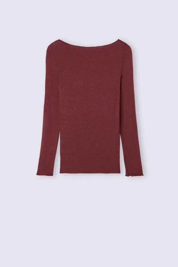 Maglia in Modal Ultralight con Cashmere con scollo a Barchetta