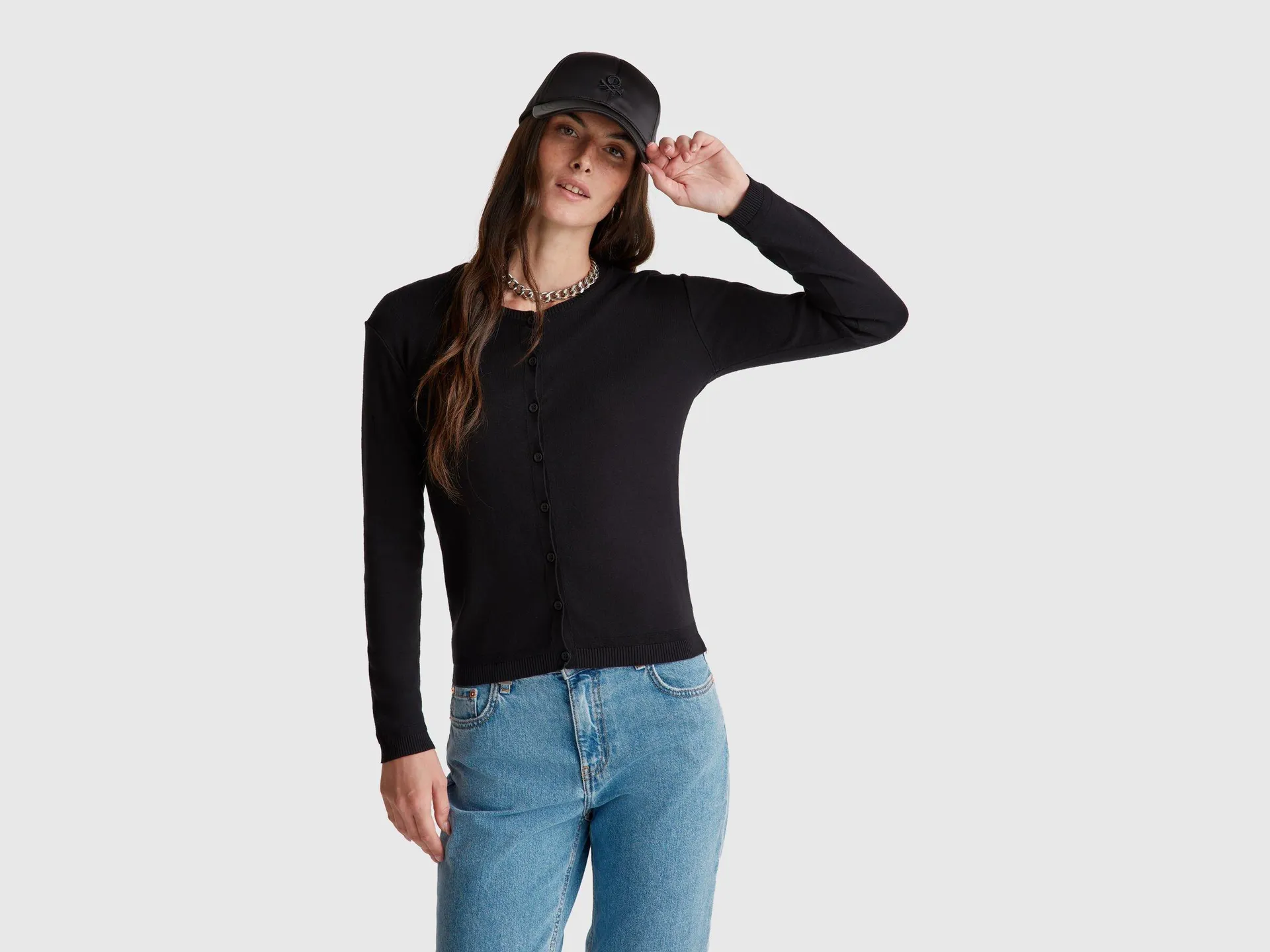 Cardigan nero 100% cotone