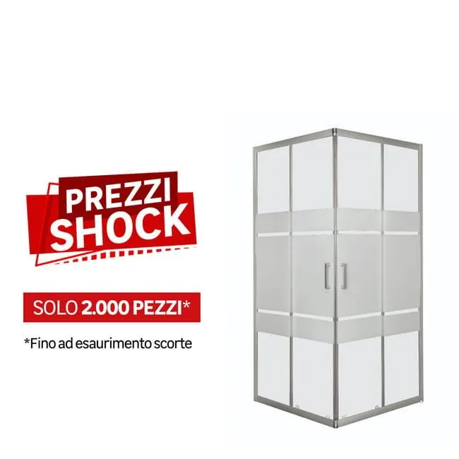 Box doccia con ingresso angolare scorrevole Sinque rettangolare L 100 x L 80 x H 190 cm in vetro, sp. 5 mm serigrafato argento