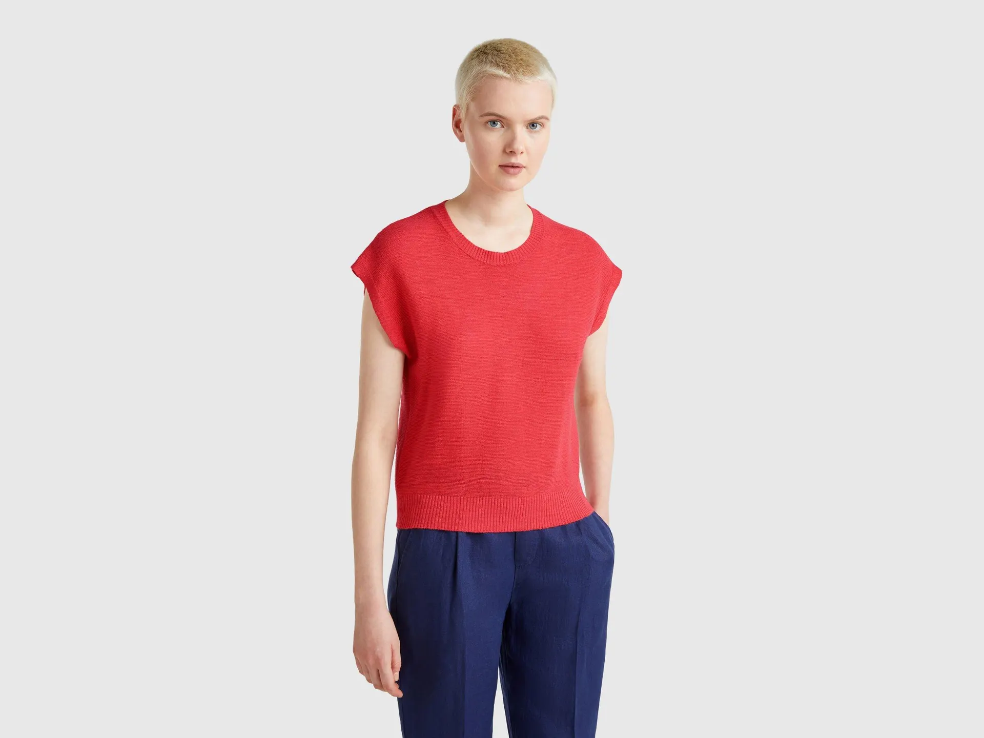 Gilet in misto cotone e lino