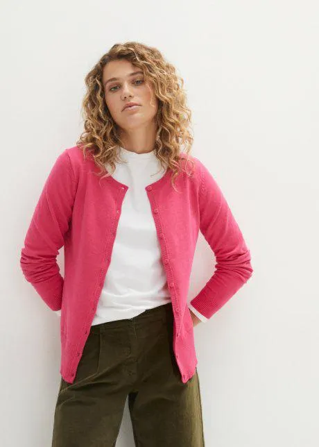 Cardigan in maglia fine con cotone riciclato