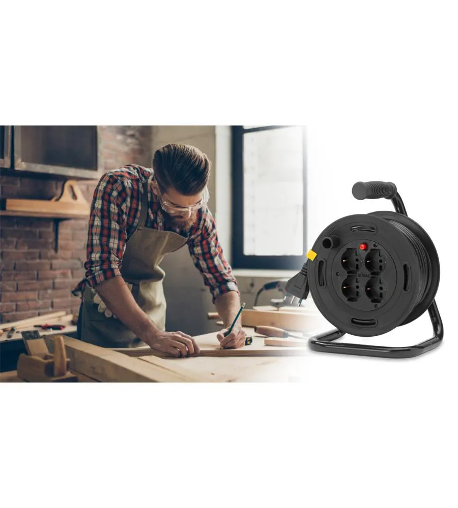 AVVOLGICAVO VIMAR 16A 4 USCITE UNIVERSALI, 15 METRI