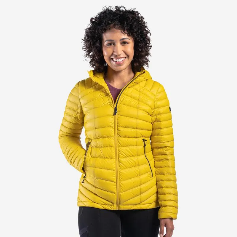 Piumino trekking donna MT100 PIUMA giallo cammello