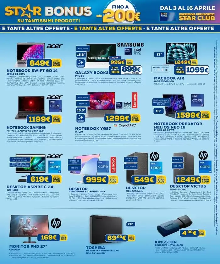 Star bonus -200€ su tantissimi prodotti da 3 aprile a 16 aprile di 2025 - Pagina del volantino 11
