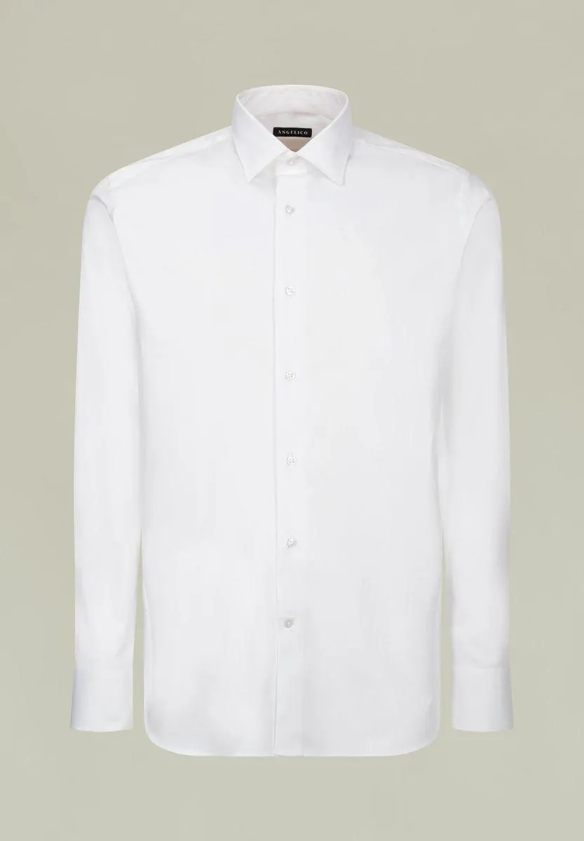 Camicia bianca twill collo italiano slim