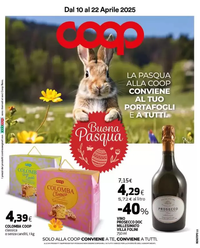 La pasqua alla coop conviene al tuo portafogli e a tutti. da 11 aprile a 22 aprile di 2025 - Pagina del volantino 1