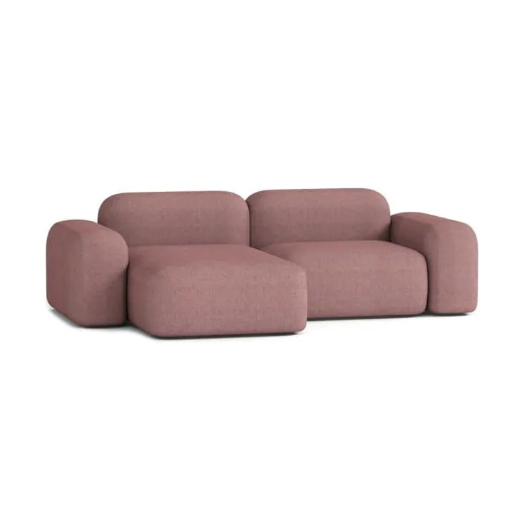 Divano componibile angolare a 3 posti in tessuto rosso chiaro