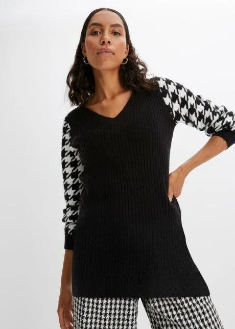 Maglione con maniche in fantasia