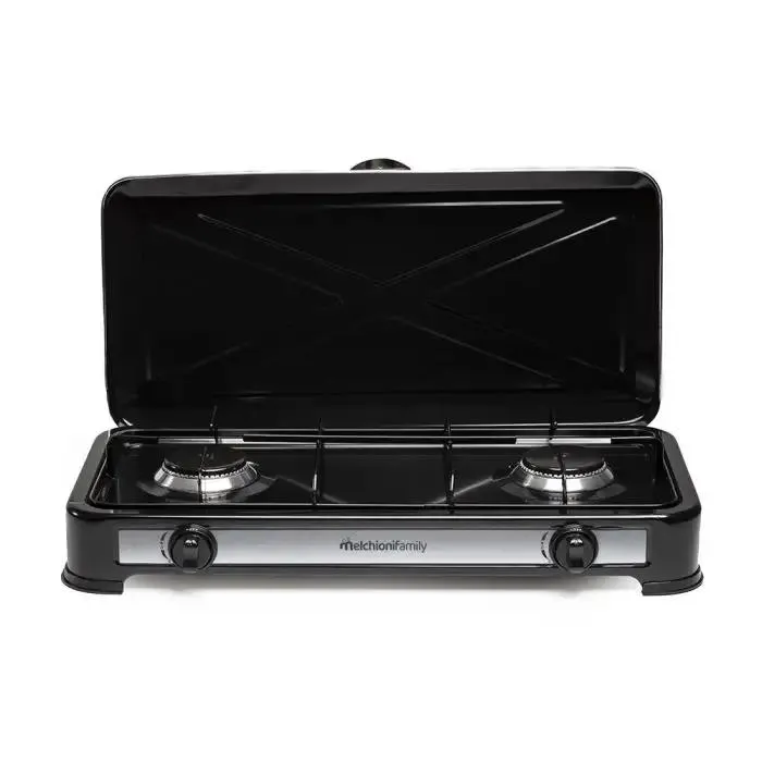 Melchioni minerva new - fornello a gas 2 fuochi nero