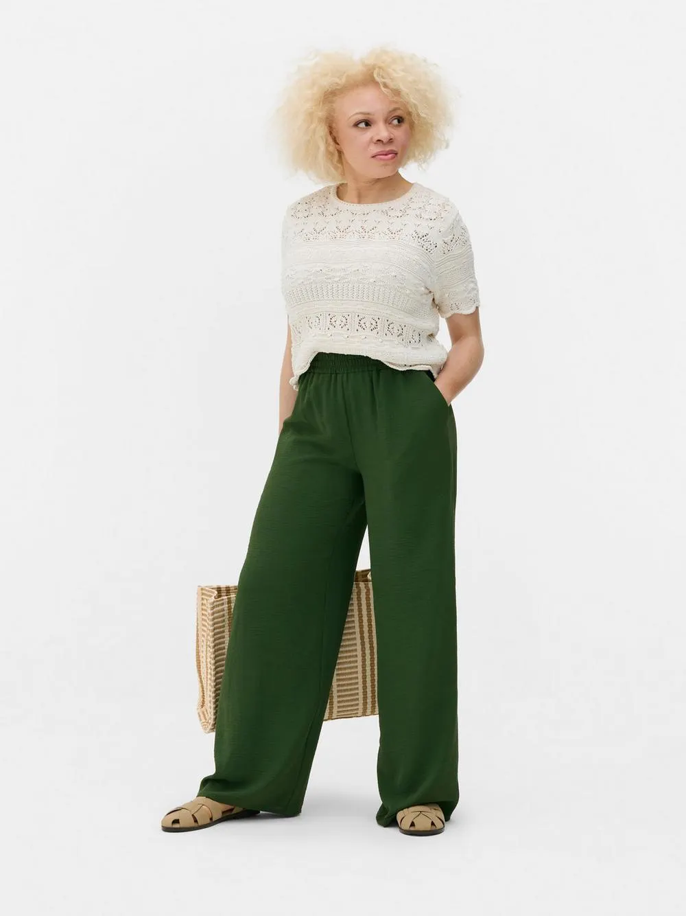 Pantaloni pull-on a gamba larga