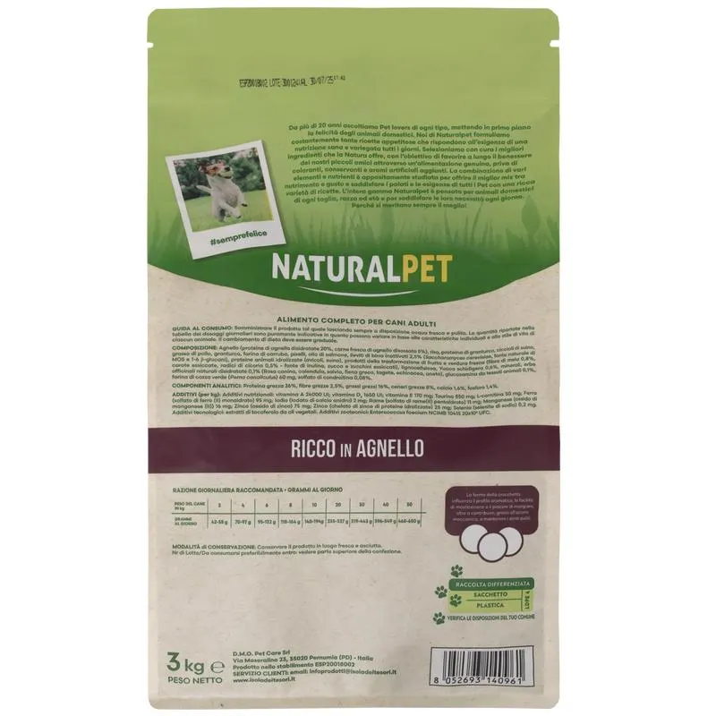 Naturalpet Dog Adult All Breed Ricco in Agnello 3 kg
