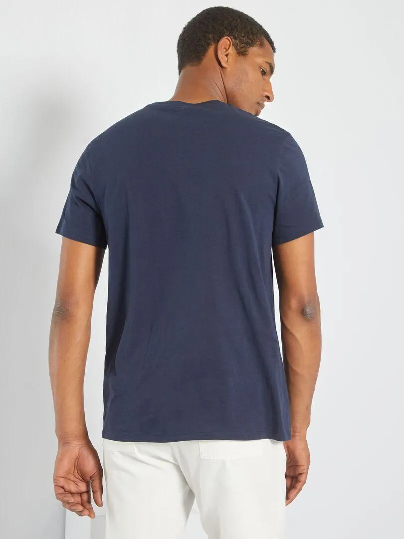 T-shirt dritta in jersey tinta unita - blu scuro