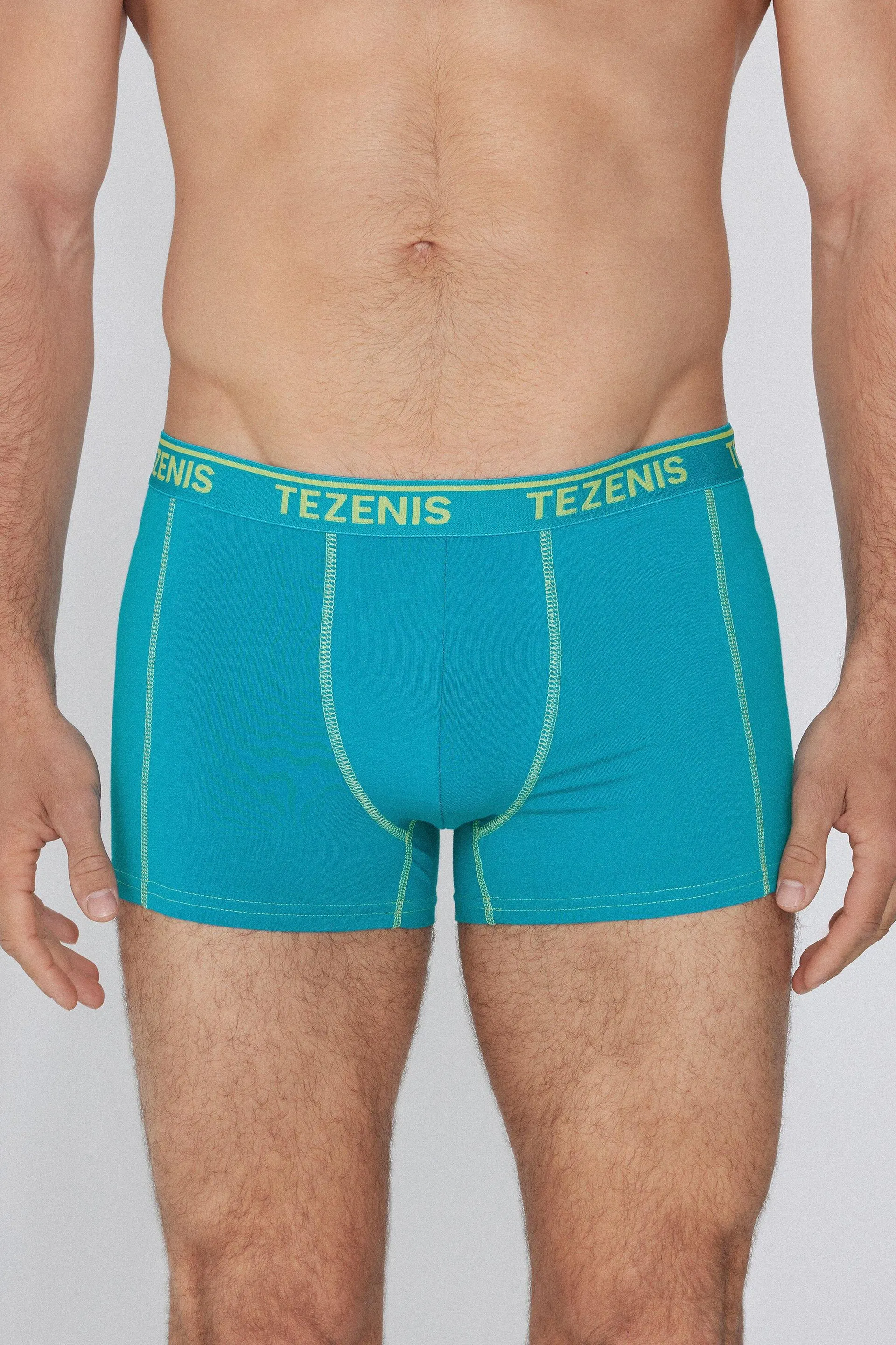 Boxer in Cotone Organico Cuciture a Contrasto con Logo