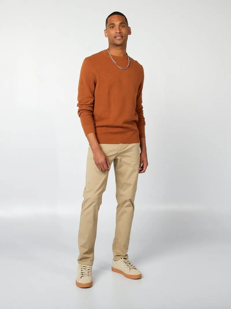 Pantaloni chino slim - BEIGE