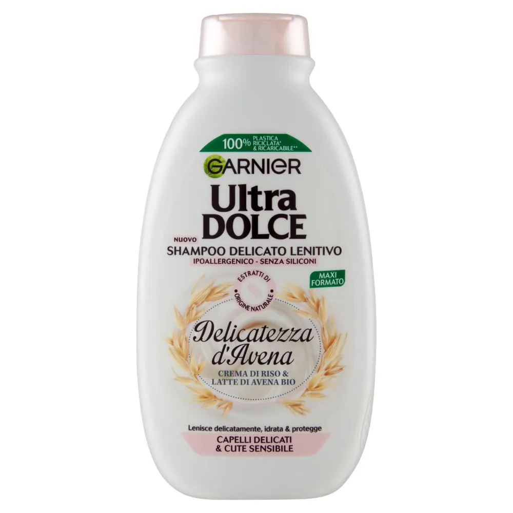Garnier Ultra Dolce Shampoo Delicatezza D'Avena capelli delicati Crema di riso e latte d'avena 300ml