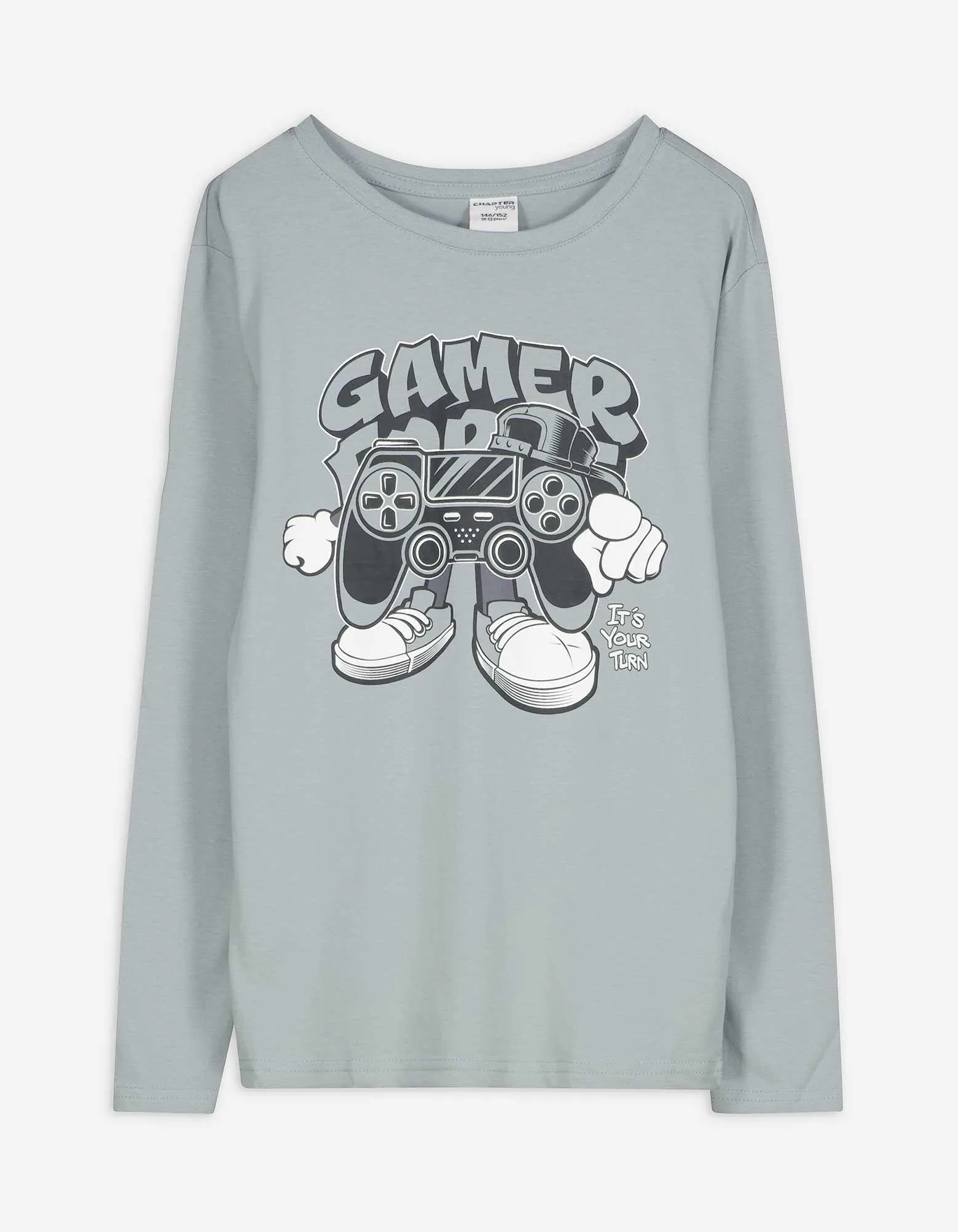 Langarmshirt - Frontprint - grau