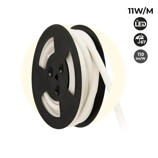 Neon Flex LED 24V DC - 12x12mm - 10 metri - Kit completo - 11W/m - IP67 - Flessione verticale - Bianco Neutro