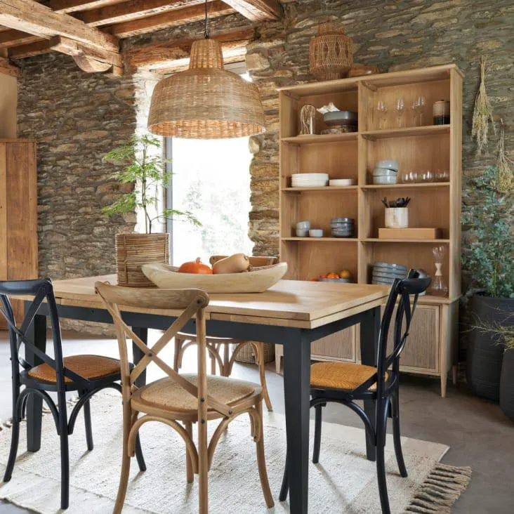 Tappeto in lana beige ed écru con frange 140x200 cm