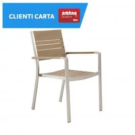 SEDIA CON BRACCIOLI MENORCA NATERIAL 57X55 ALLUMINIO POLIWOOD