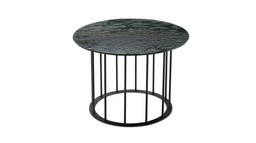 Chic tavolino struttura metallo nero e piano grigio martellato