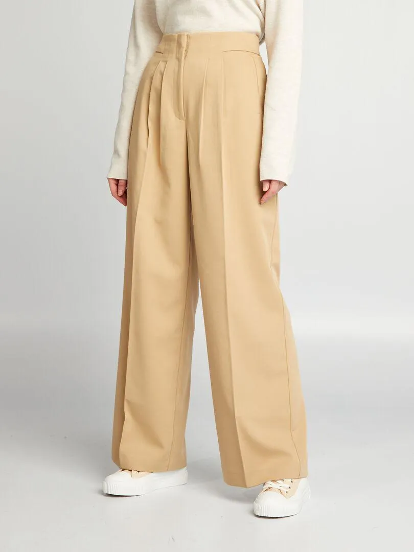 Pantaloni tailleur taglio largo - BEIGE