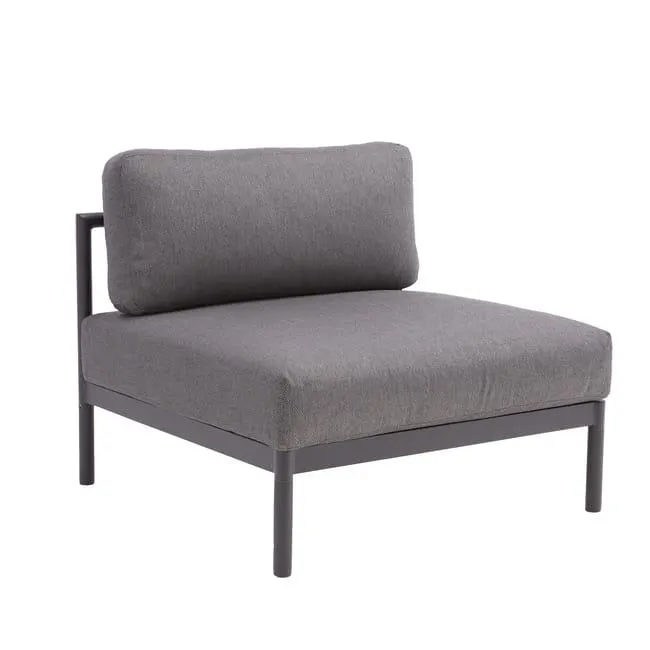 Poltrona centrale con cuscino nero NATERIAL, struttura in alluminio seduta in alluminio nero, L 82 x H 61 x P 82 cm