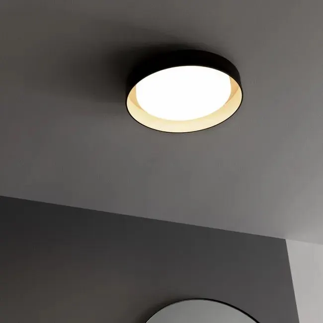 Plafoniera LED Malai Ø 30 cm nero IP44 cct da bianco caldo al bianco neutro, 1700 lumen INSPIRE