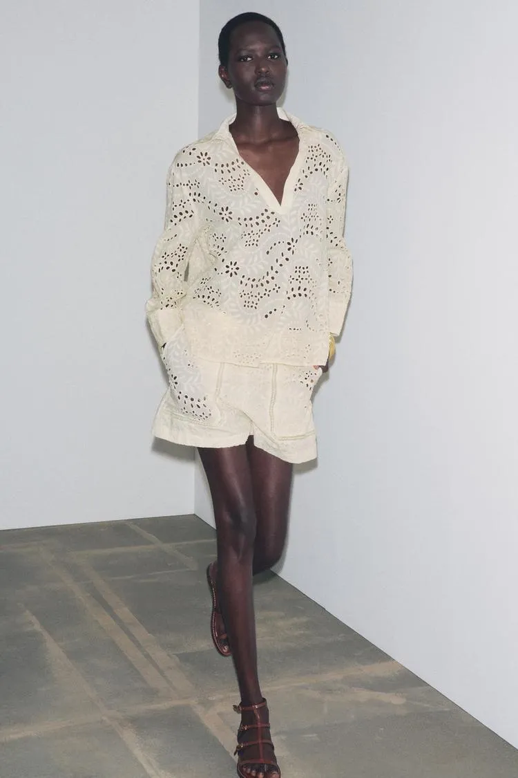 CAMICIA CON RICAMI TRAFORATI ZW COLLECTION