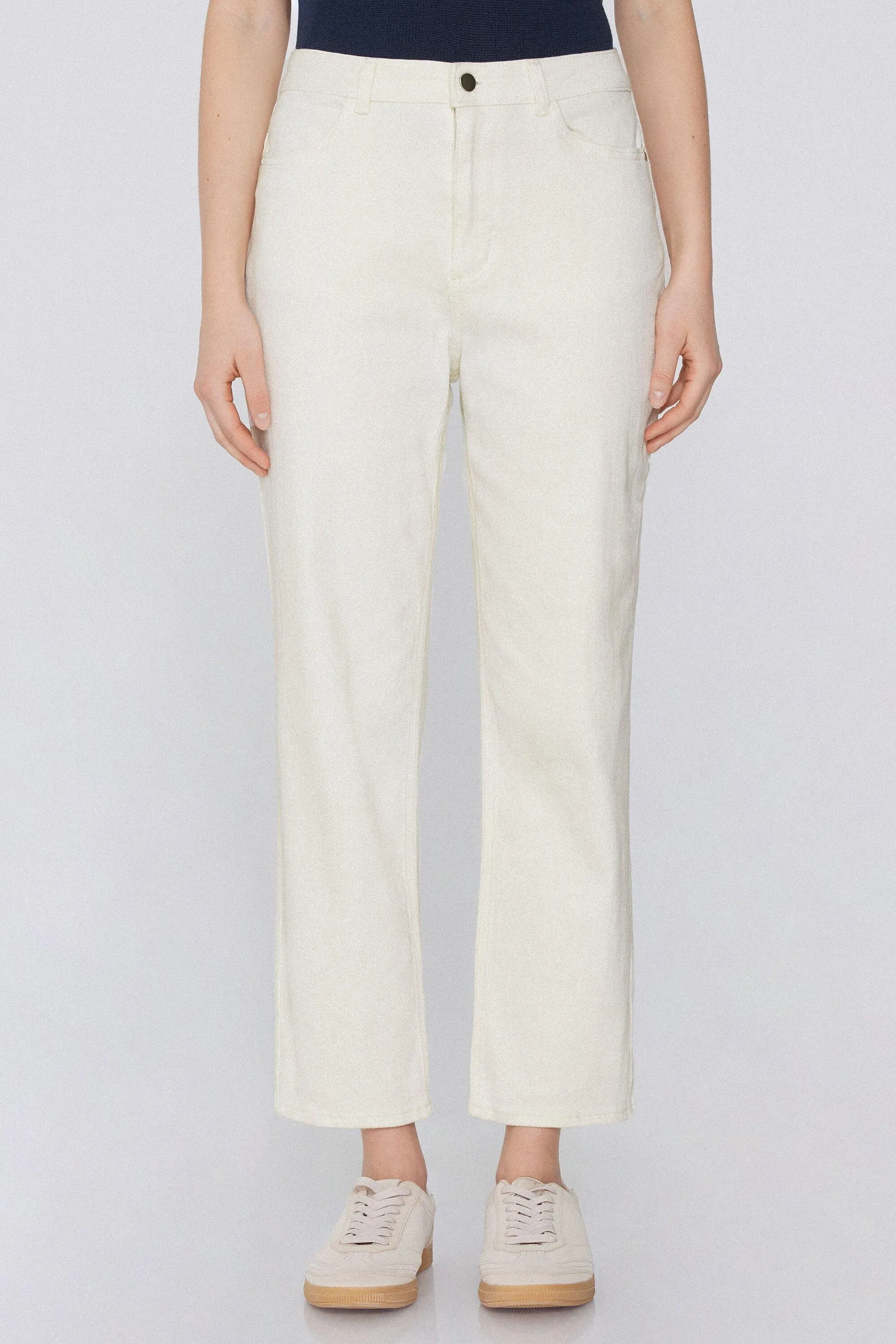 Jeans Vita Alta Denim Dritto con Tasche