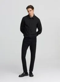 Camicia popeline stretch Nero