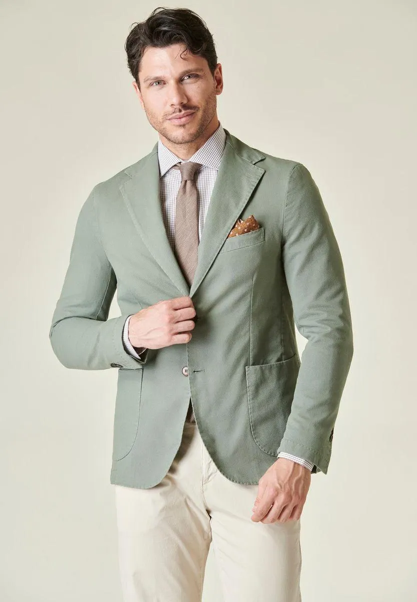 Giacca verde nido-ape cotone slim