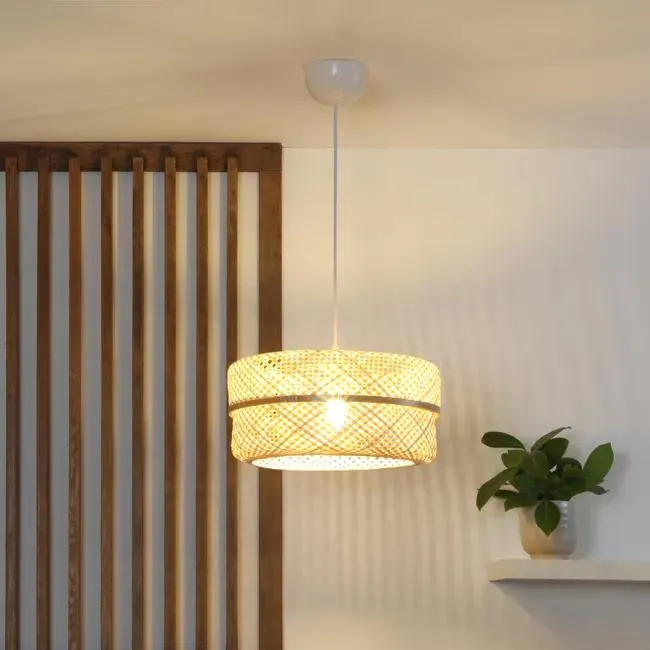 Lampadario Natura Palanga beige paralume beige E27 Ø38cm INSPIRE