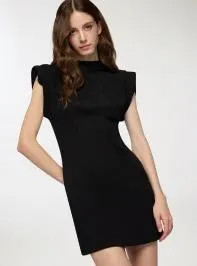 Abito lupetto con spalline imbottite effetto luccicante Nero