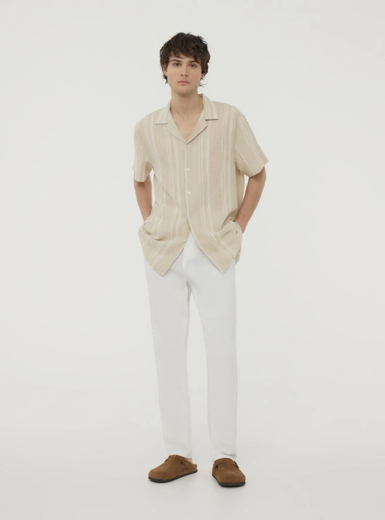 Pantaloni chino in misto lino Bianco ottico
