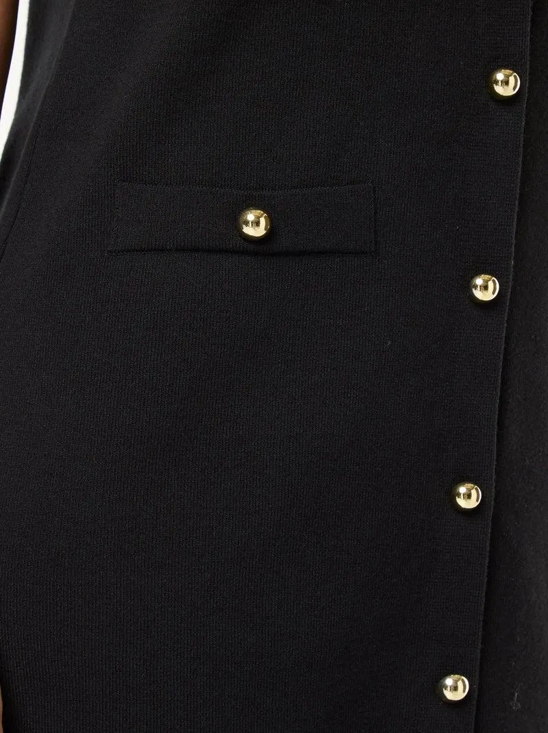 Abito corto in maglia pesante abbottonato - Nero