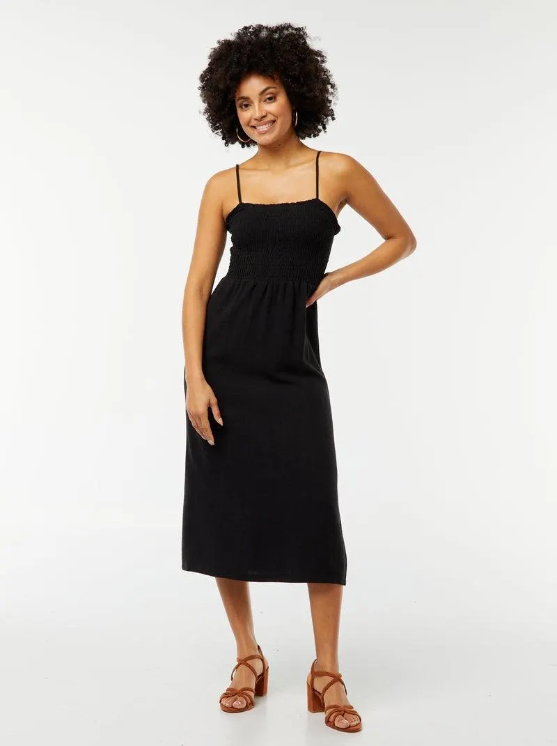 Vestito fluido con spalline sottili regolabili - nero