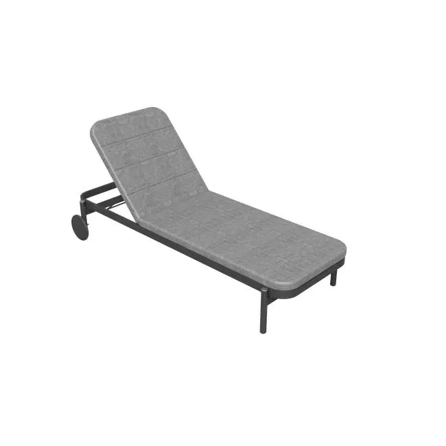 Lettino con cuscino e con ruote Arena NATERIAL in alluminio antracite e cuscino grigio 82 x 92 x 198 cm