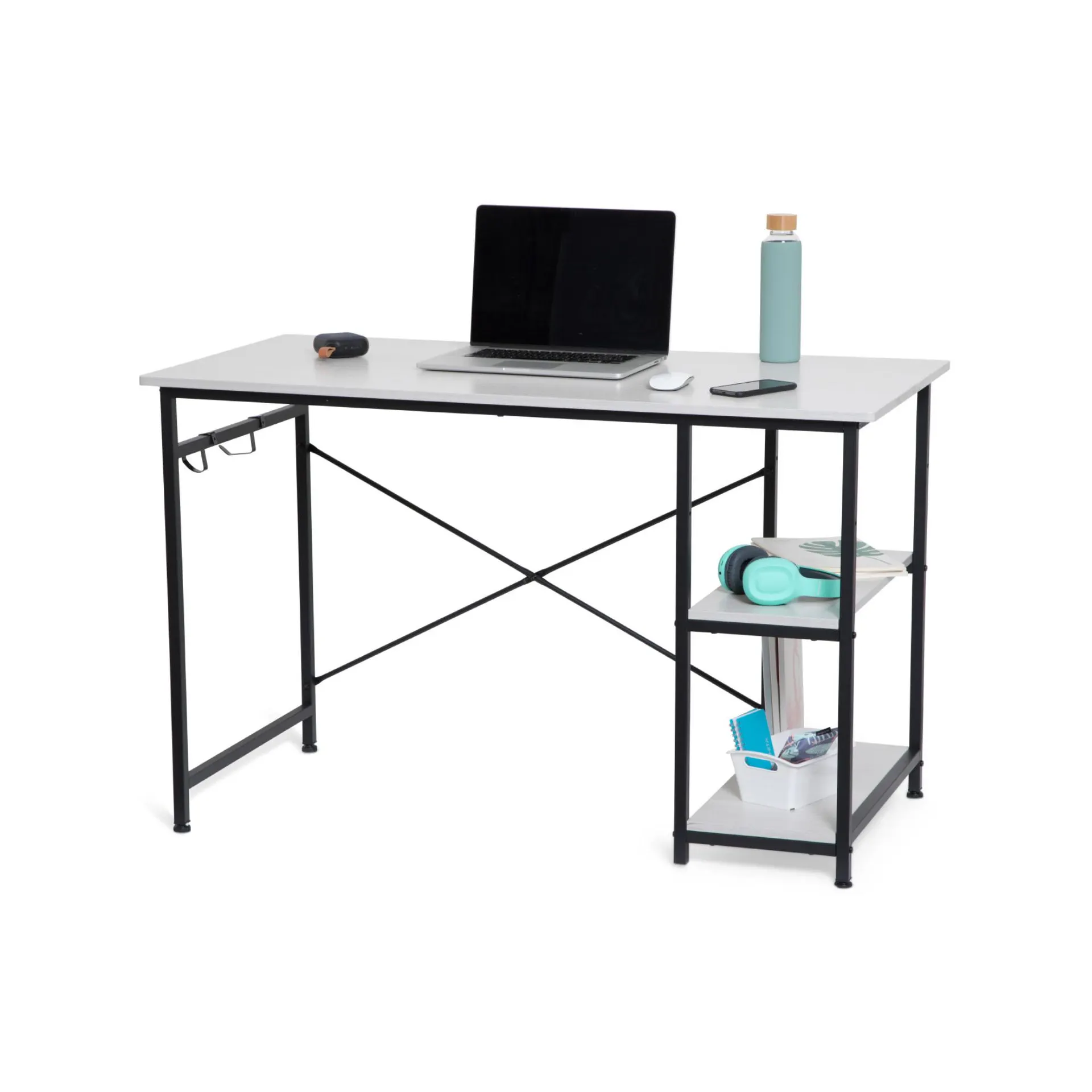 Scrivania con 2 ripiani - Colore bianco