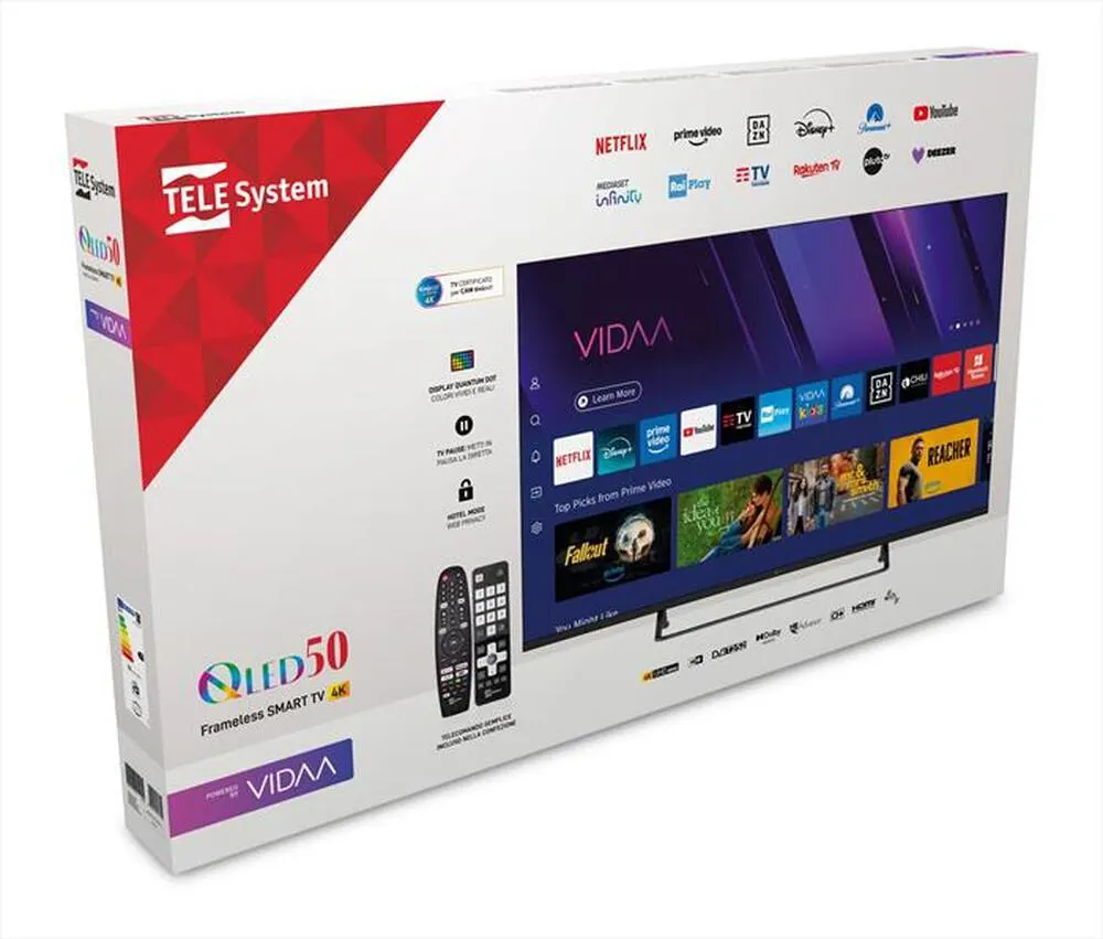 TELESYSTEM - Smart TV Q-LED UHD 4K 50" TS50 FLQLED SMV15-BLACK