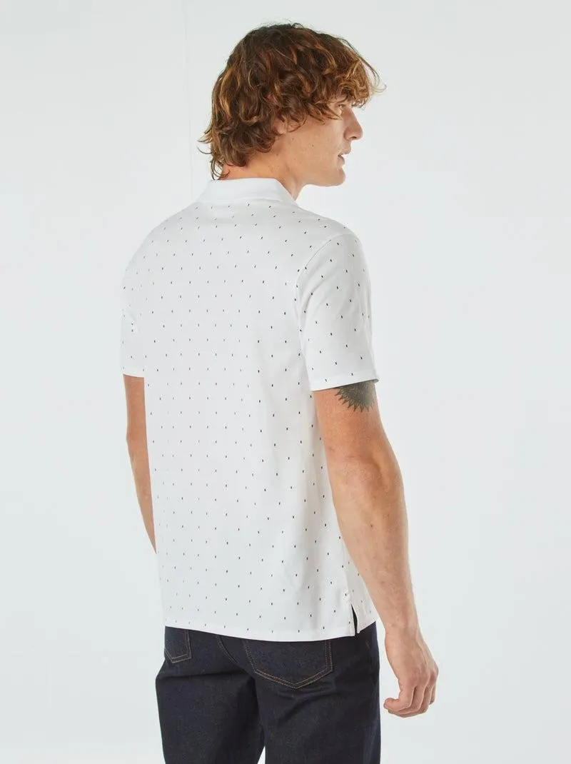 Polo in piqué di cotone con stampa - BIANCO