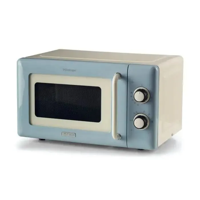 Ariete linea vintage 3960 forno a microonde vintage, 800w, capacità 20l, 3 funzioni, 6 livelli di cottura, timer, celeste